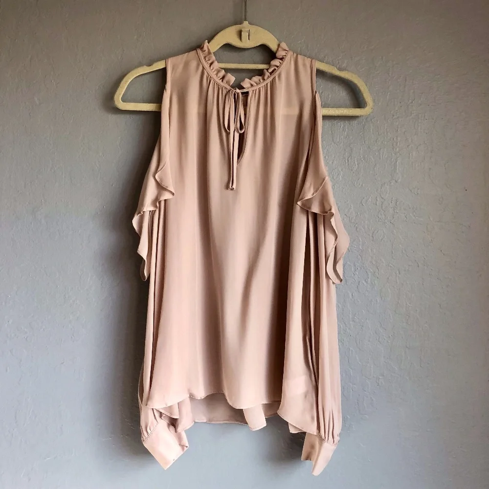PARKER  Moonlight Cut out Shoulder ruffle sleeve Blouse S